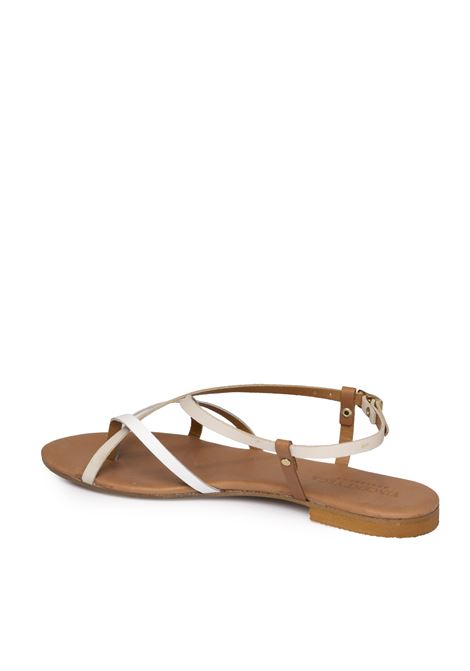 White/tan leather sandal VINCENT VEGA | P120VIT-BIANCO/CUOIO